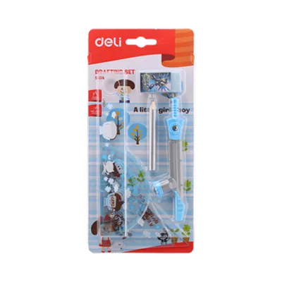 Deli Student Ruler Compass Set Blue