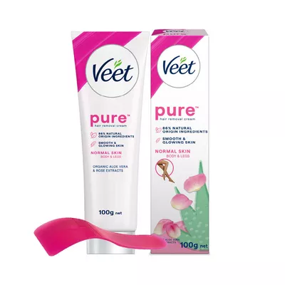 Veet Pure Hair Removal Cream Normal Skin With Organic Aloe Vera & Rose Extracts