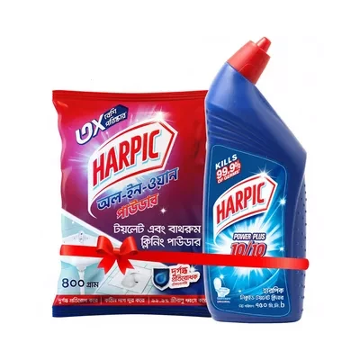 Harpic Liquid Toilet Cleaner 750 ml & Harpic All-In-One Toilet & Bathroom Cleaning Powder 400 gm (Combo Offer)