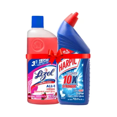 Harpic Liquid Toilet Cleaner 750 ml & Lizol Floral Floor Cleaner 500 ml (Combo Offer)