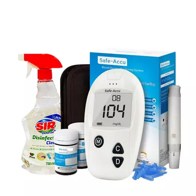 Safe-Accu Blood Glucose Monitor Device Kit (Free Sir 750 ml)